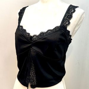 Forever 21 Black Satin & Lace Camisole, sz Large